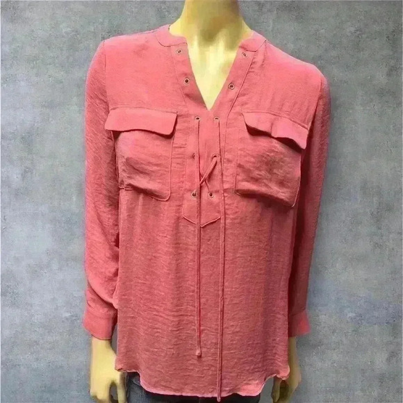 NWOT A.N.A women’s sheer peach long sleeve top size PM - Picture 1 of 13